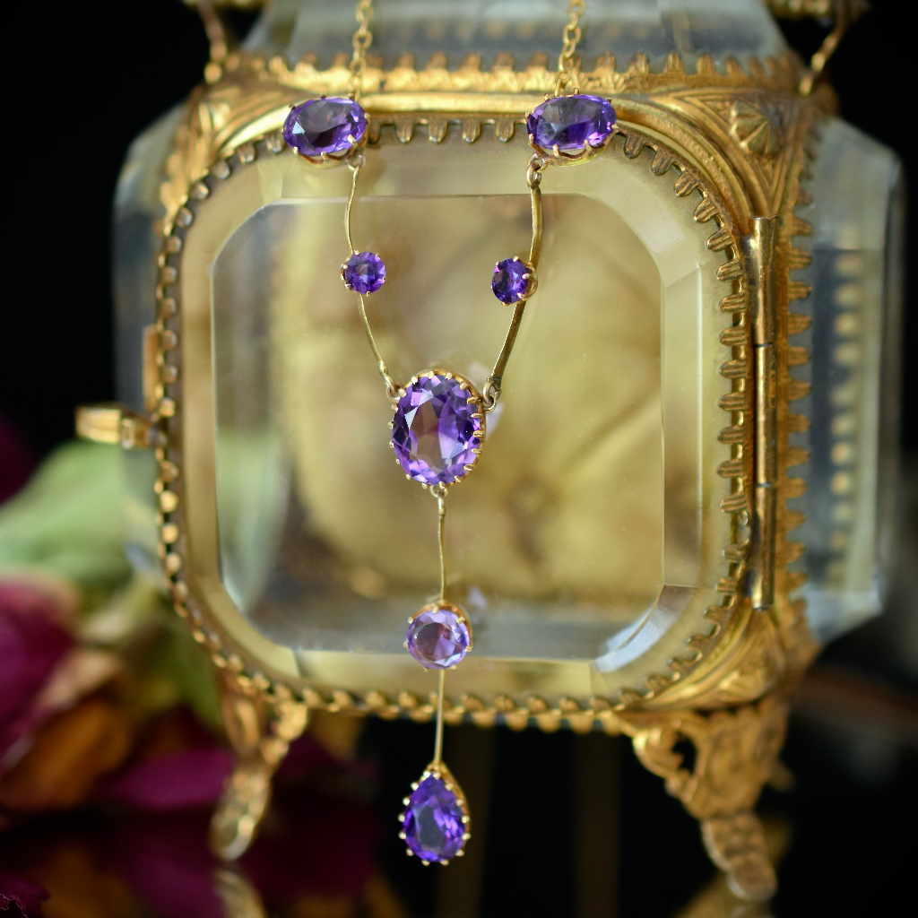Antique Australian 9ct Rose Gold Amethyst Lavaliere Circa 1910 By Willis and Sons