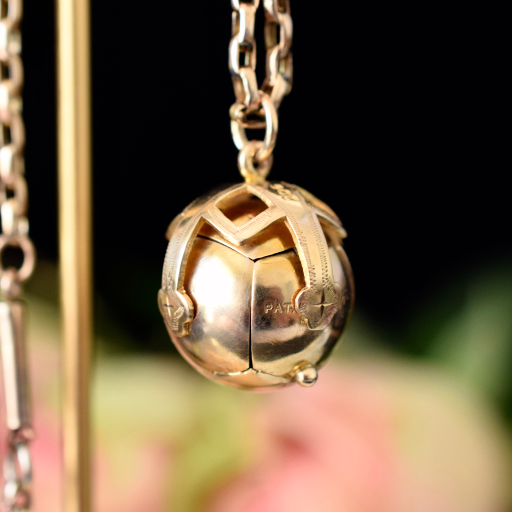 Antique British Masonic Orb Pendant 9ct Yellow Gold and Silver - 11.5 Grams