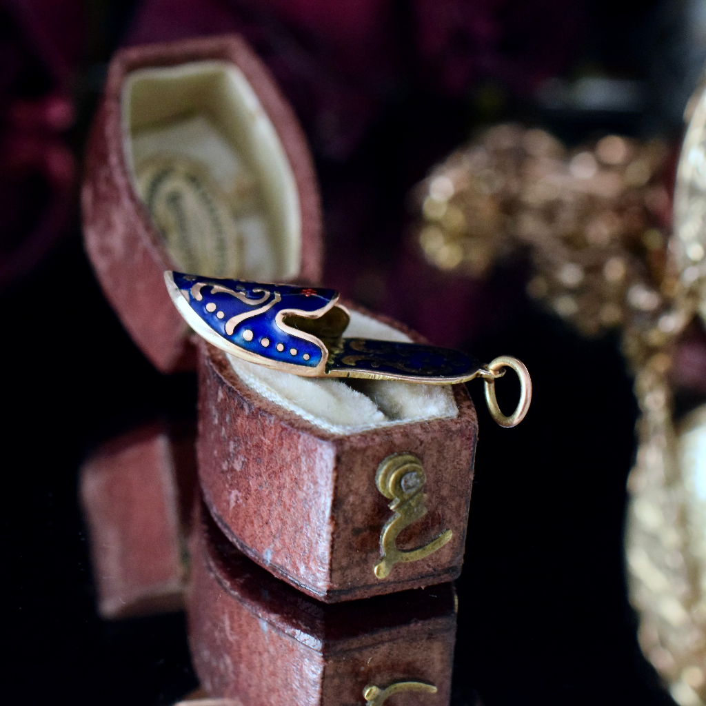 Vintage Enamel and 14ct Rose Gold ‘Slipper’ Charm/Pendant