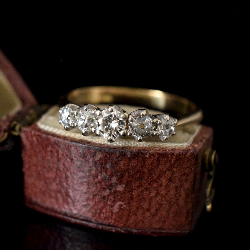 Vintage 18ct Yellow Gold Five Stone Diamond Ring TDW 0.64ct