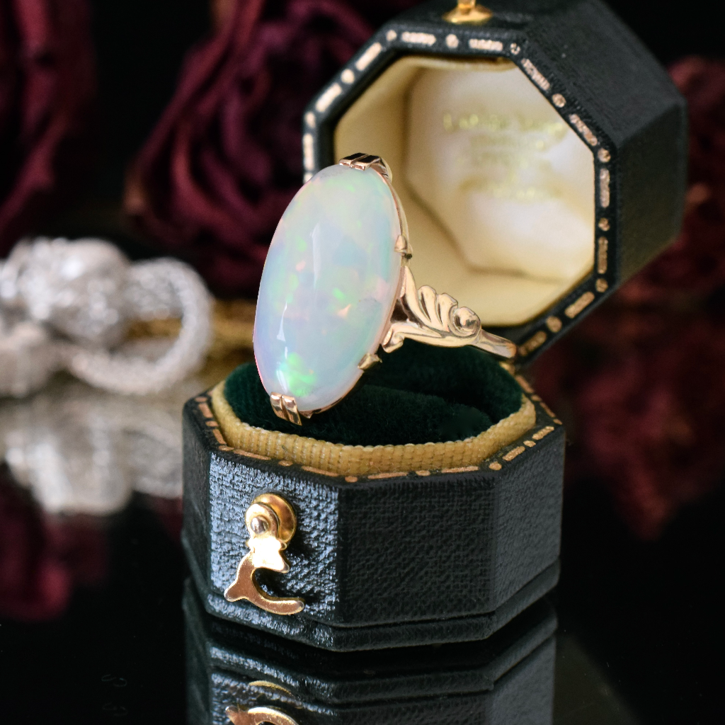 Vintage 9ct Yellow Gold Ring With Modern 5.5ct Ethiopian Opal