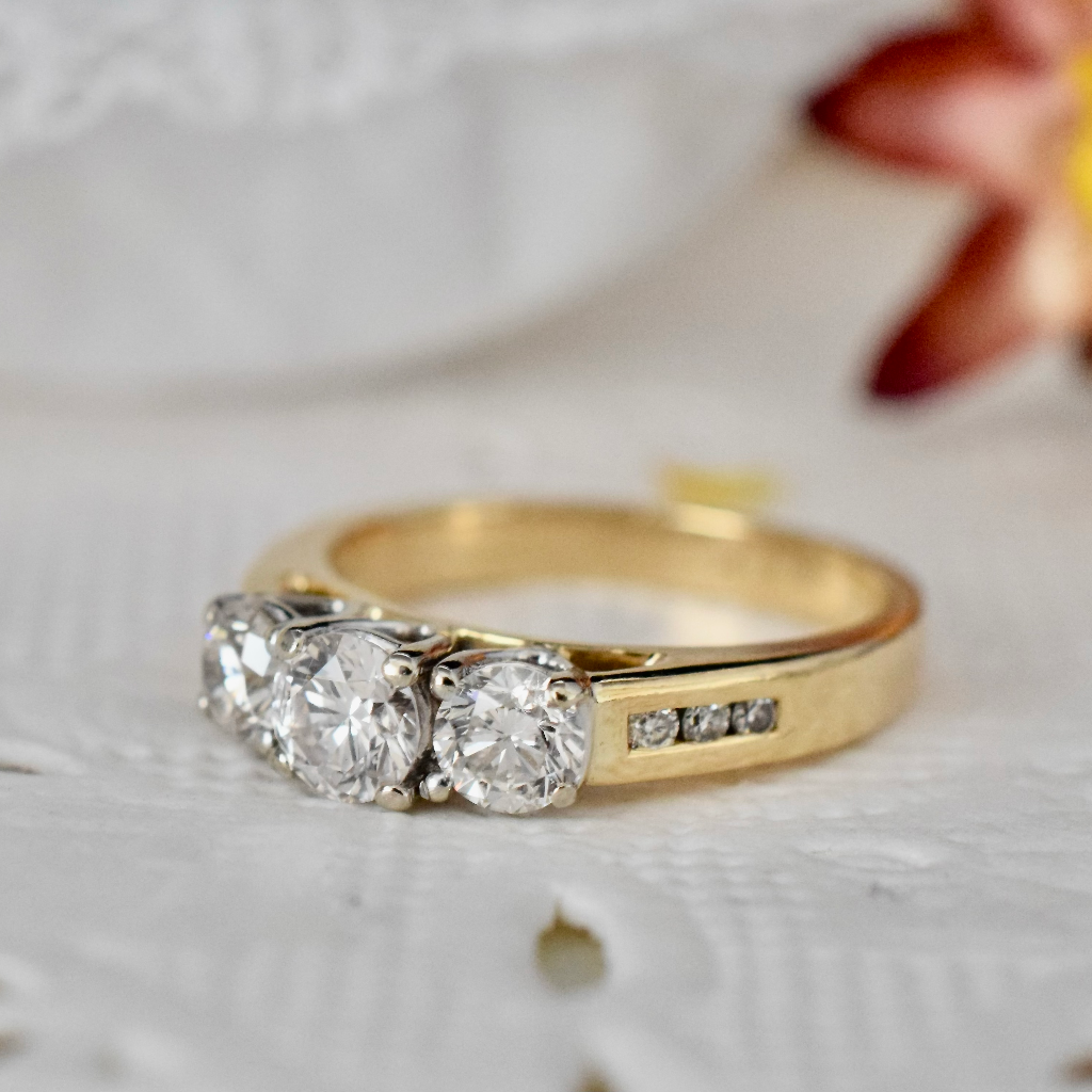 Modern 18ct Yellow Gold Diamond Trilogy Ring 0.96ct (Independent Valuation Included In Purchase For - $5,375)