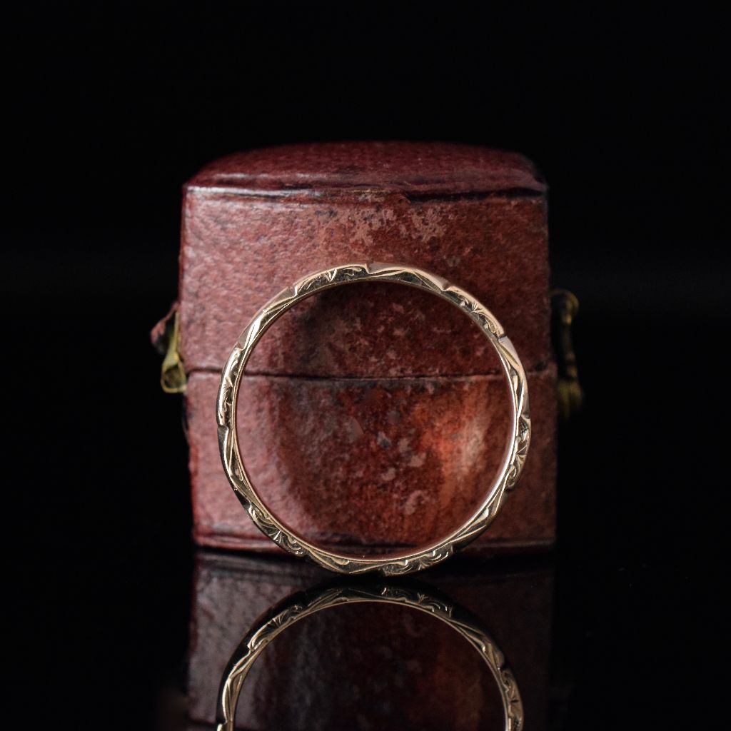 Mid-Century 9ct Rose Gold Ornate Wedding Band