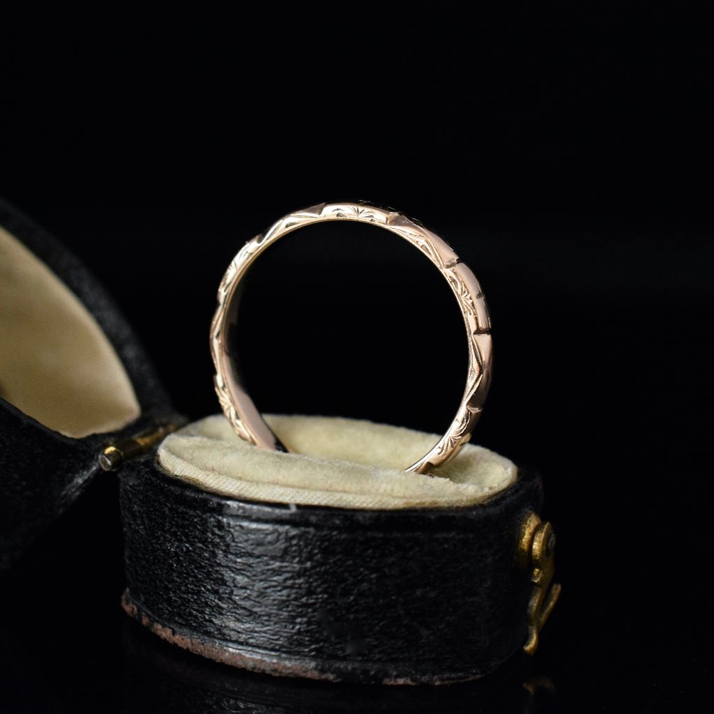 Mid-Century 9ct Rose Gold Ornate Wedding Band
