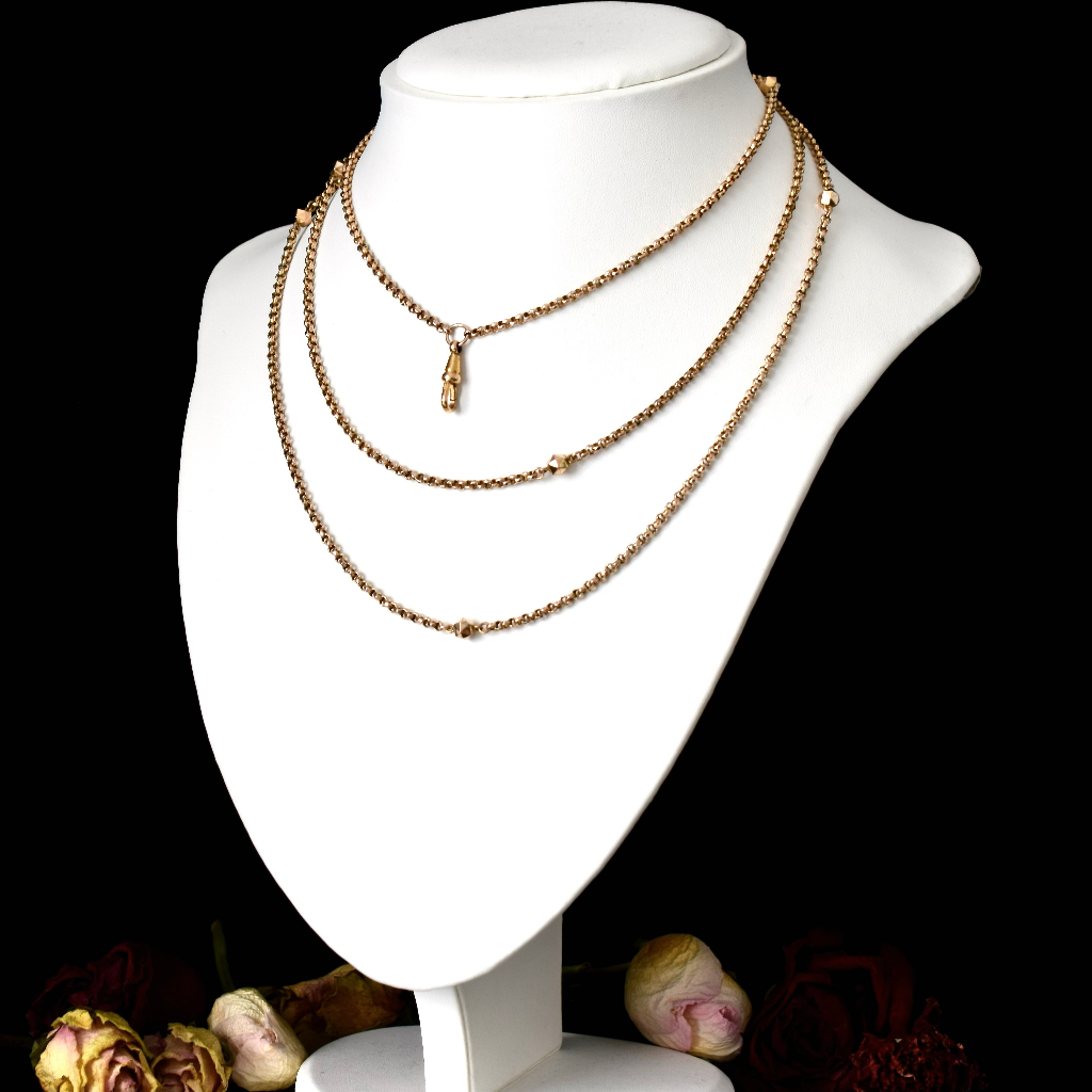 Antique Late Victorian **Rolled Gold** Fancy Long Guard Chain Circa 1900