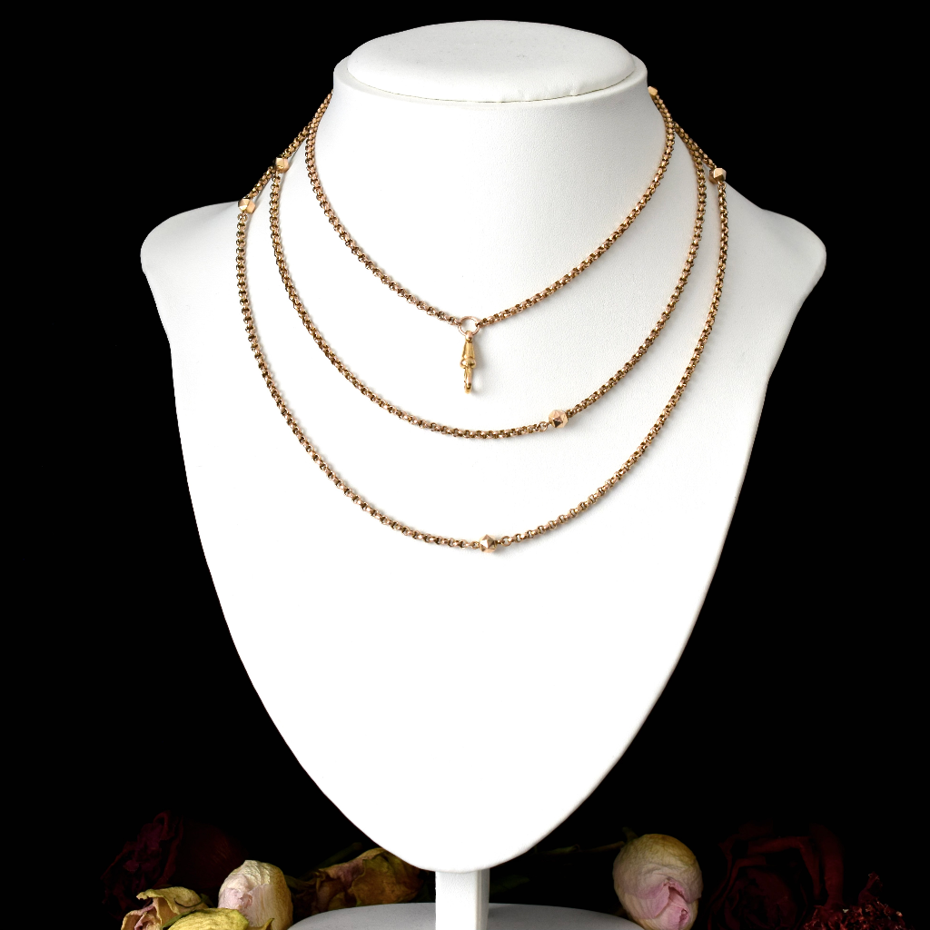 Antique Late Victorian **Rolled Gold** Fancy Long Guard Chain Circa 1900