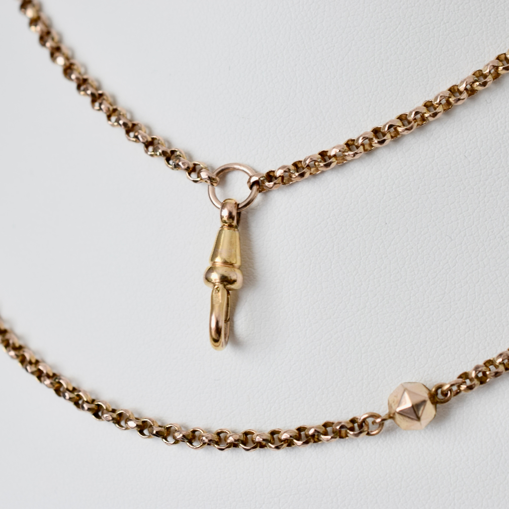 Antique Late Victorian **Rolled Gold** Fancy Long Guard Chain Circa 1900