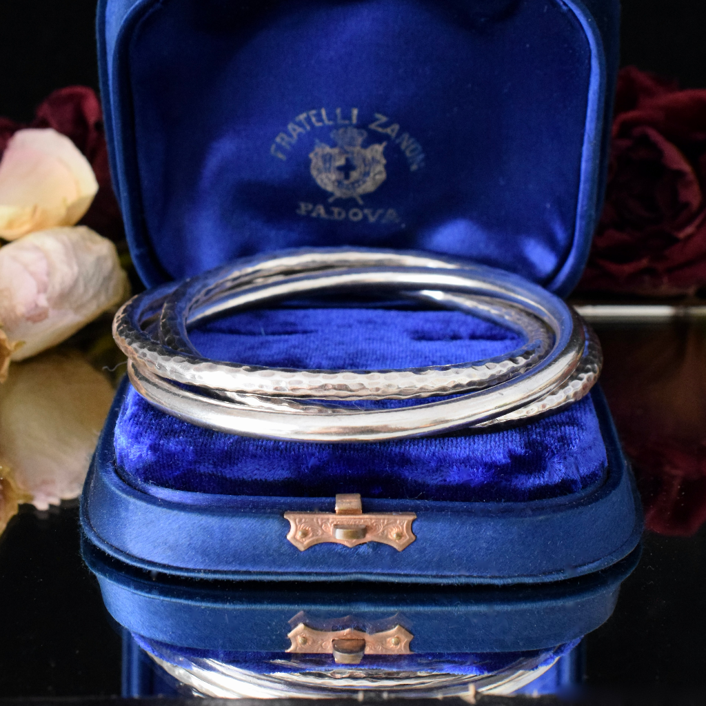 Vintage Sterling Silver Heavy ‘Hammered’ Russian Wedding Bangle