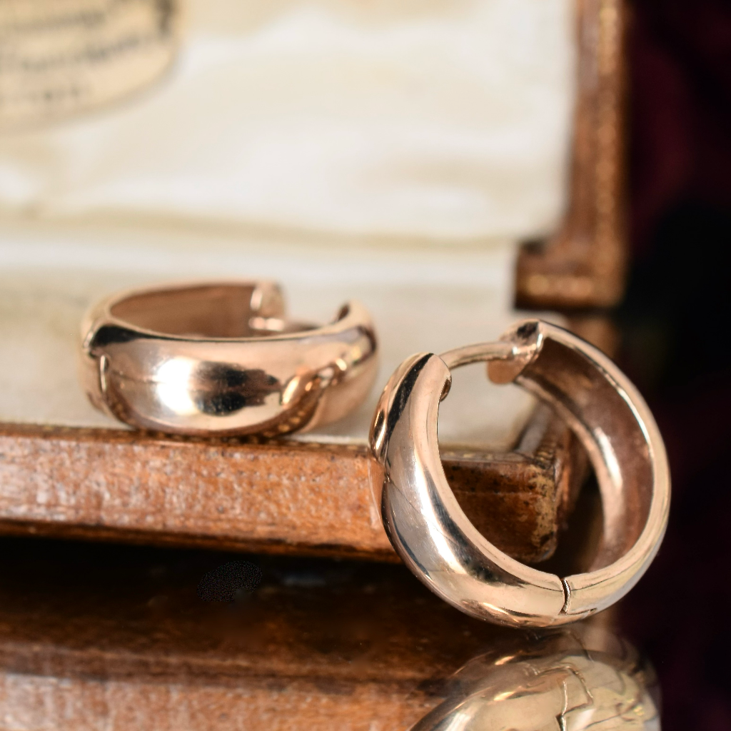 Modern 9ct Rose Gold ‘Huggie’ Hoop Earrings