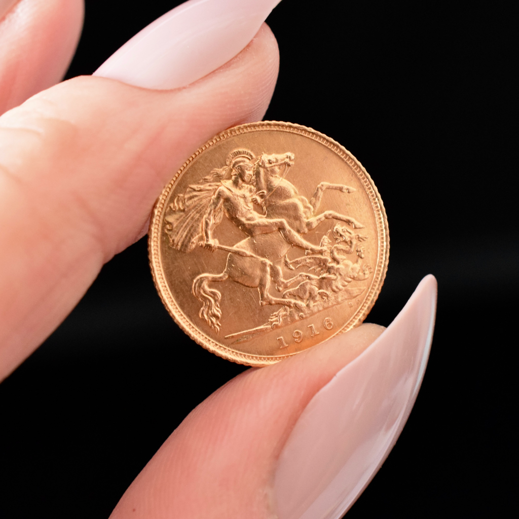 Antique Australian 1916 22ct Gold Half Sovereign - Sydney Mint