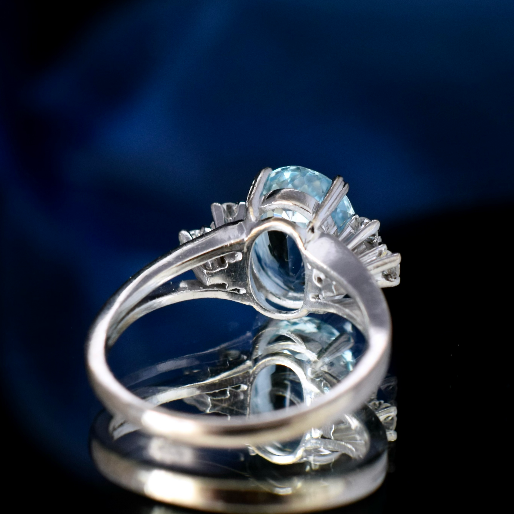 Modern 18ct White Gold Aquamarine And Diamond Ring Independent Valuation Included For $6,500 AUD