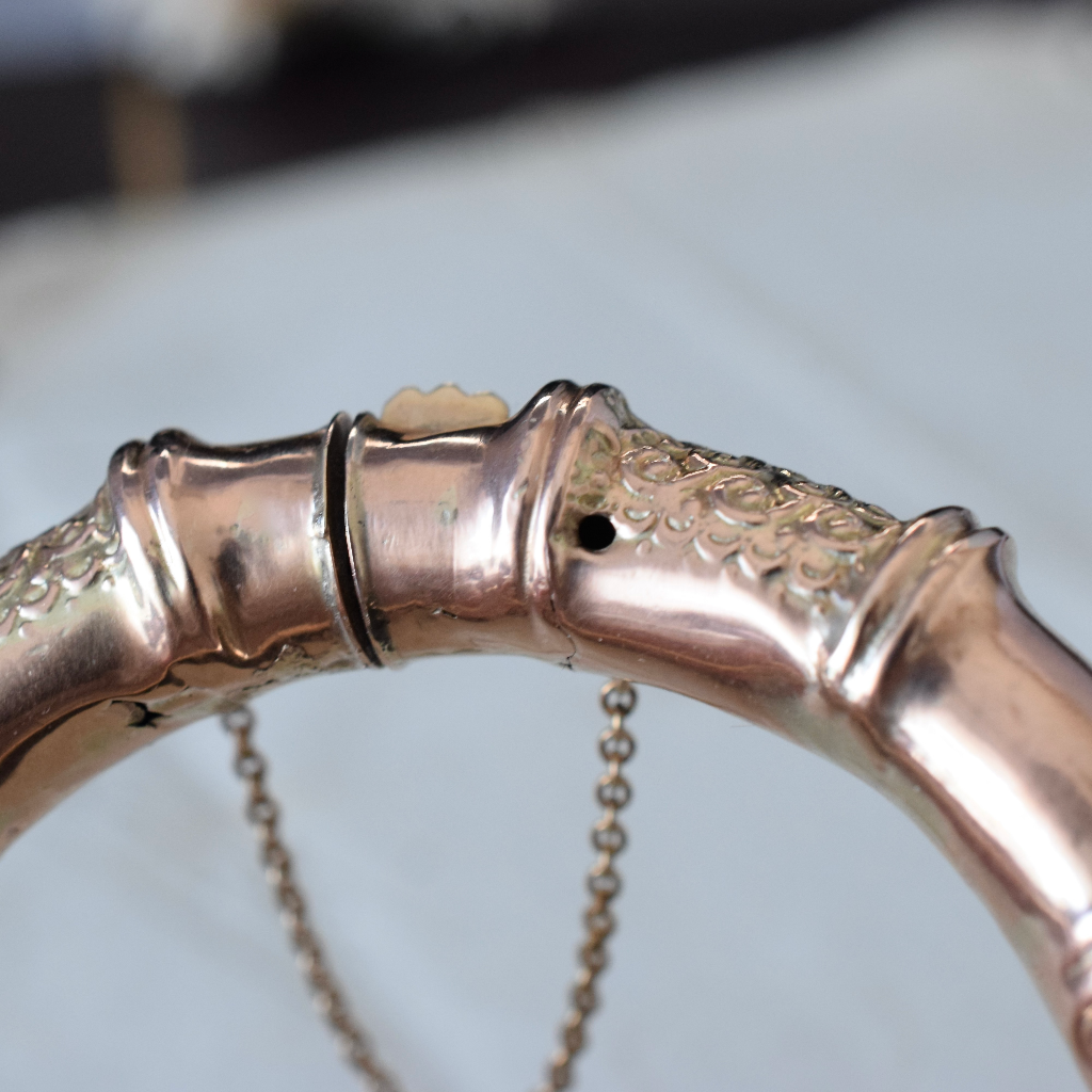 Australian Edwardian 9ct Rose Gold Bamboo Bangle By Aronson & Co. Circa 1905