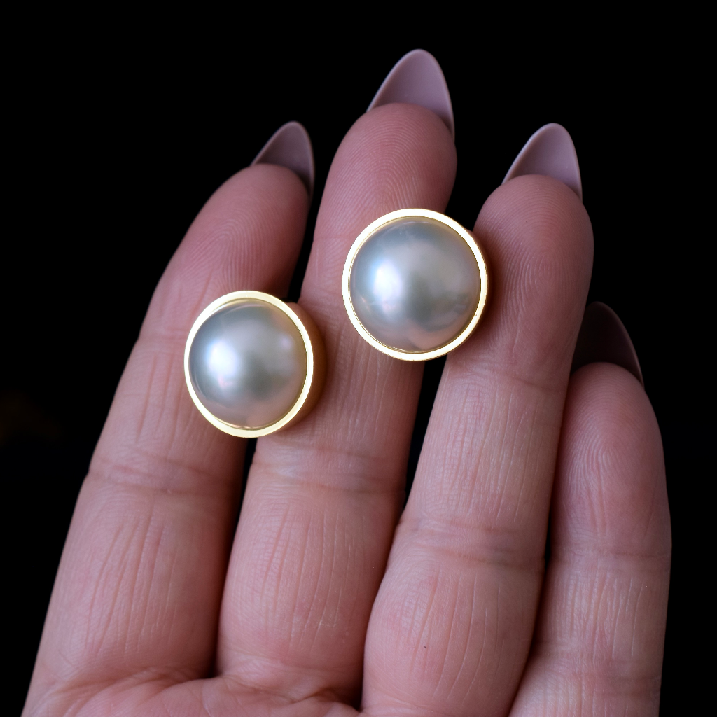 Tiffany & Co. Mabe Pearl Earrings 18k Yellow Gold