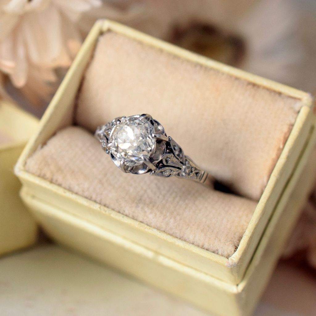 Antique Edwardian 1.05ct Diamond And Platinum Ring (Included in purchase Independent Valuation for - $6000)