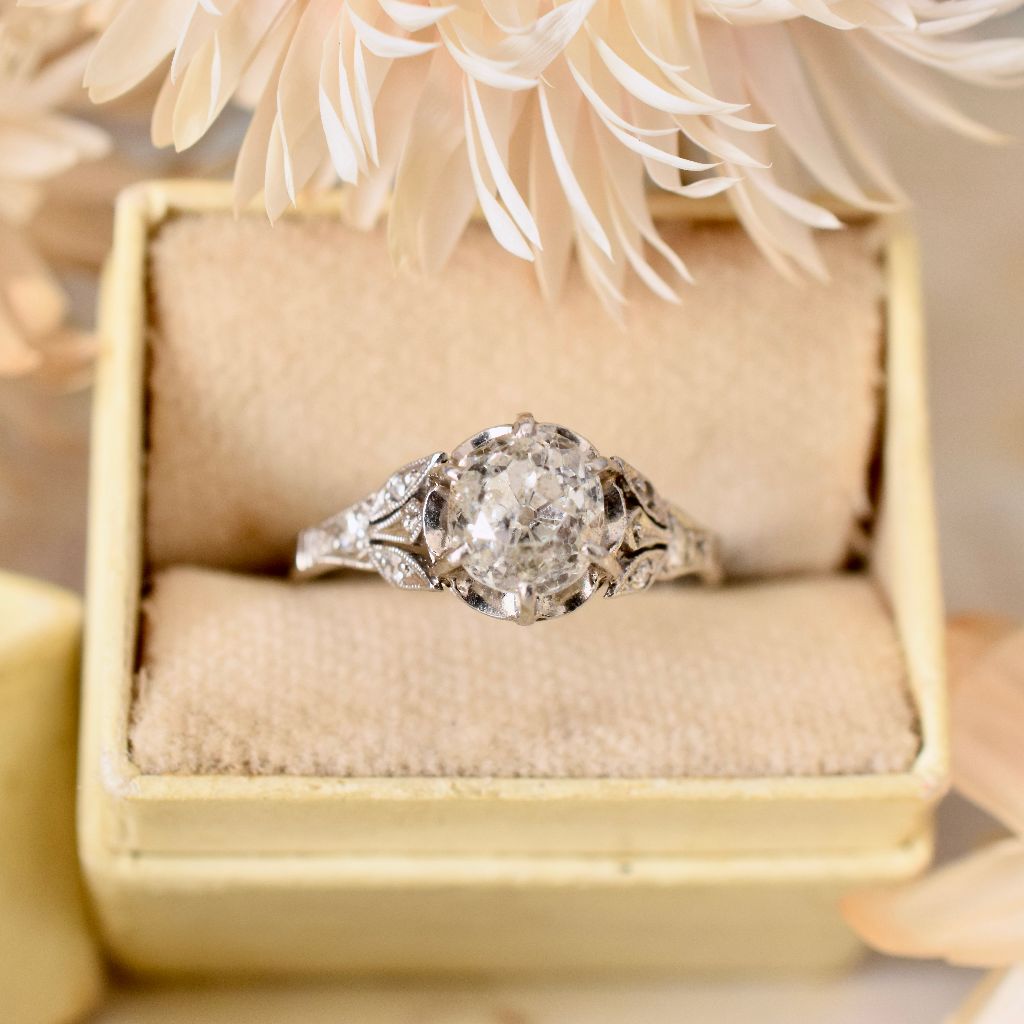 Antique Edwardian 1.05ct Diamond And Platinum Ring (Included in purchase Independent Valuation for - $6000)