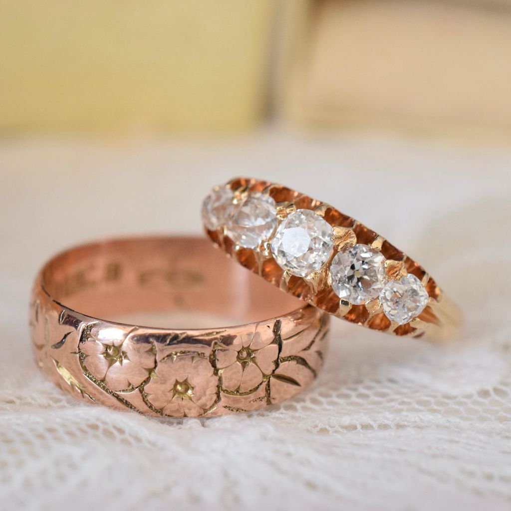 Antique Edwardian 18ct Gold Half Hoop Diamond Ring (Included in purchase Independent Valuation for - $7400)