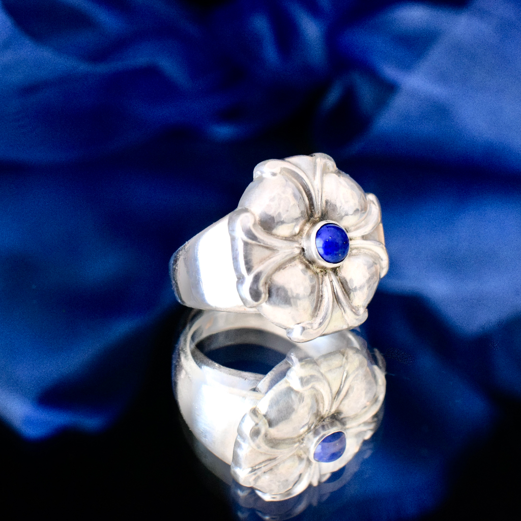 Vintage Sterling Silver And Lapis Lazuli Ring By Georg Jensen Style Number 71