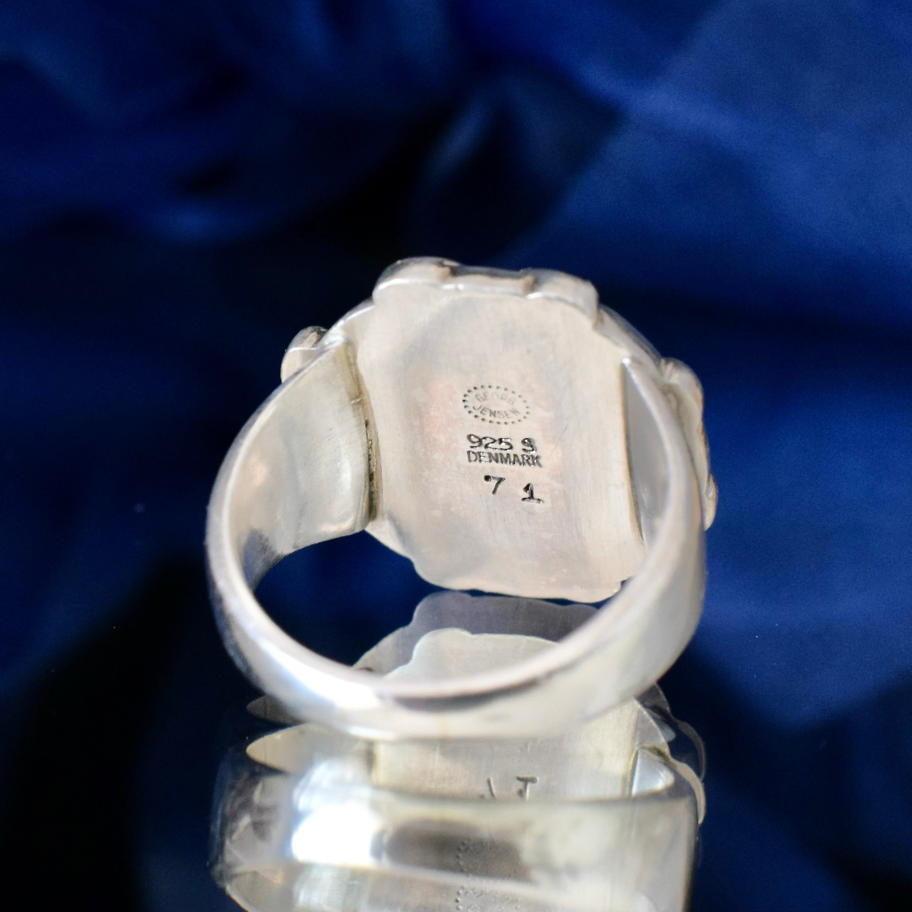 Vintage Sterling Silver And Lapis Lazuli Ring By Georg Jensen Style Number 71