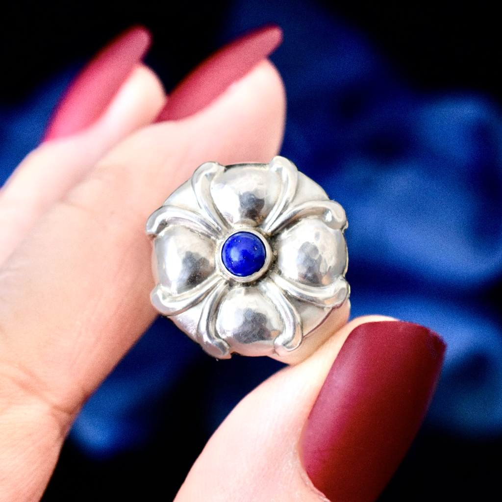 Vintage Sterling Silver And Lapis Lazuli Ring By Georg Jensen Style Number 71