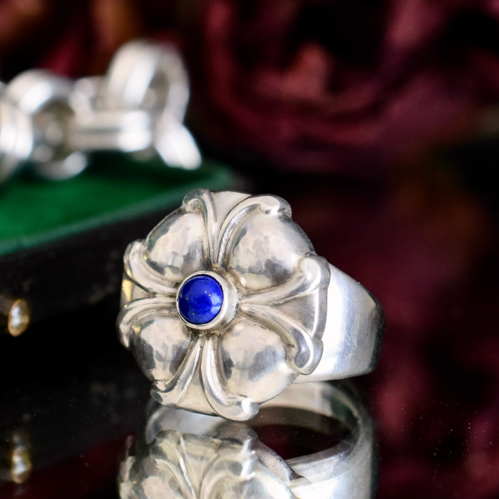 Vintage Sterling Silver And Lapis Lazuli Ring By Georg Jensen Style Number 71
