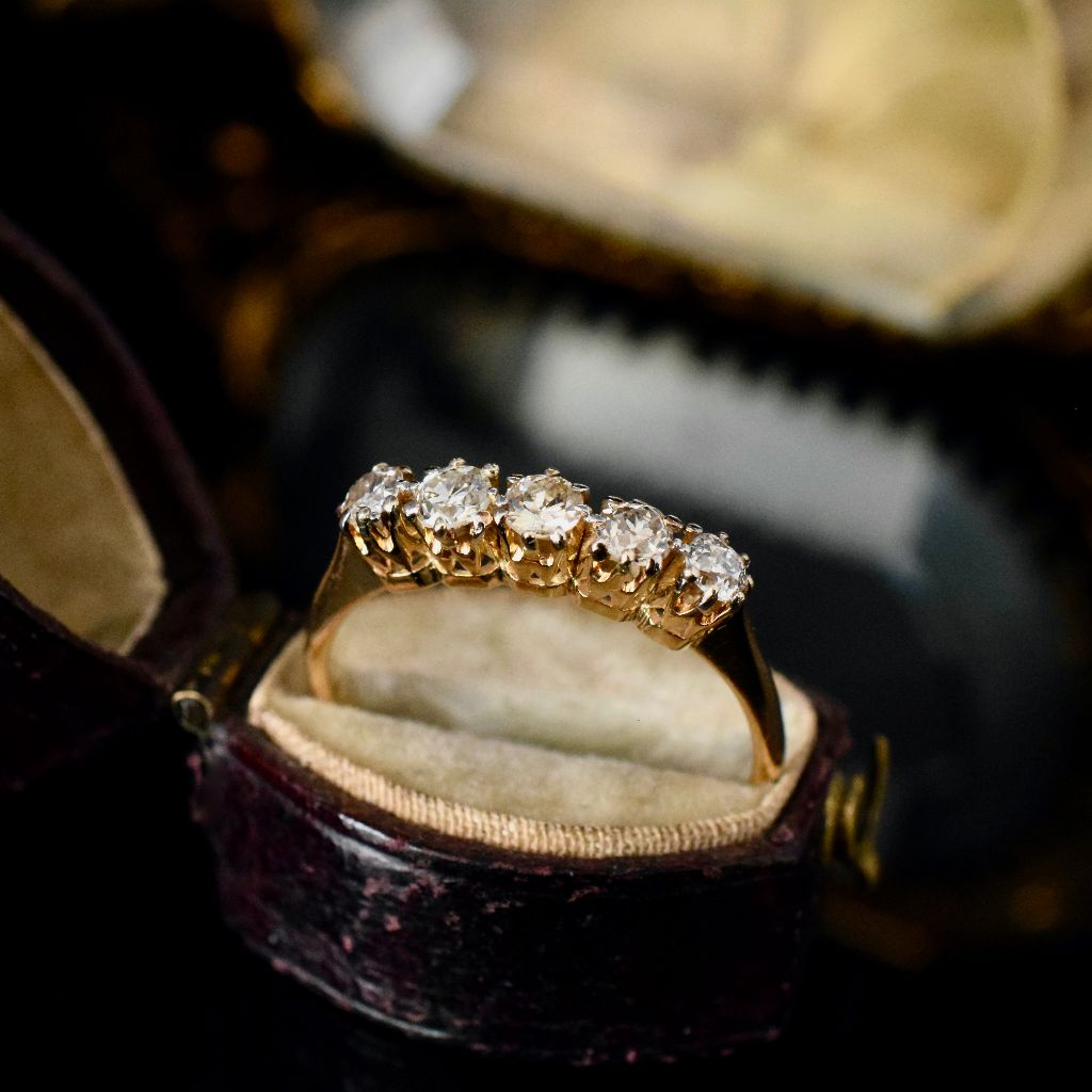 Antique Art Deco Australian 18ct / Platinum Diamond Half Hoop By ‘Catanach’ Circa 1935