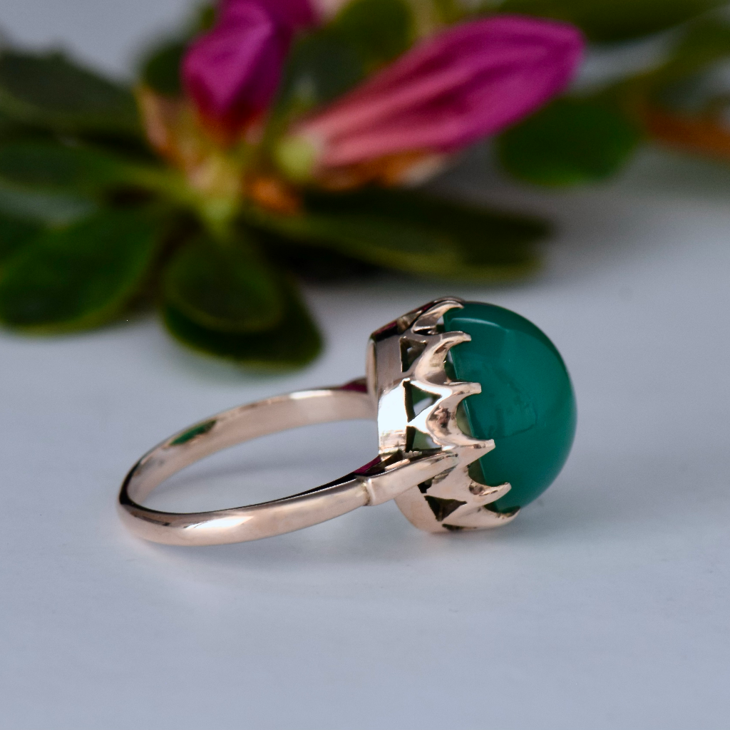 Vintage 9ct Rose Gold Green Quartz Ring