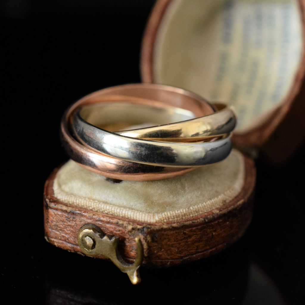 Modern 9ct Yellow, White, Rose Gold Russian Wedding Band 6.06 Grams