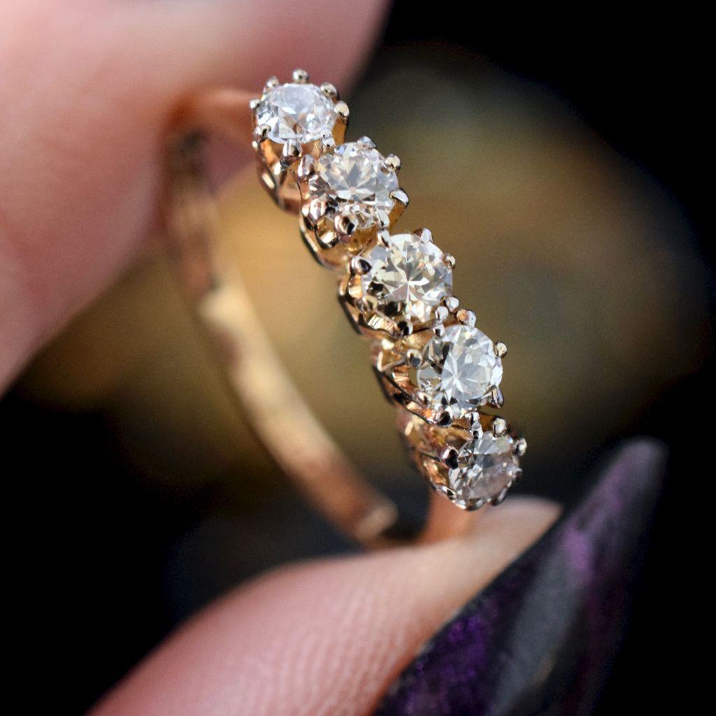 Antique Art Deco Australian 18ct / Platinum Diamond Half Hoop By ‘Catanach’ Circa 1935