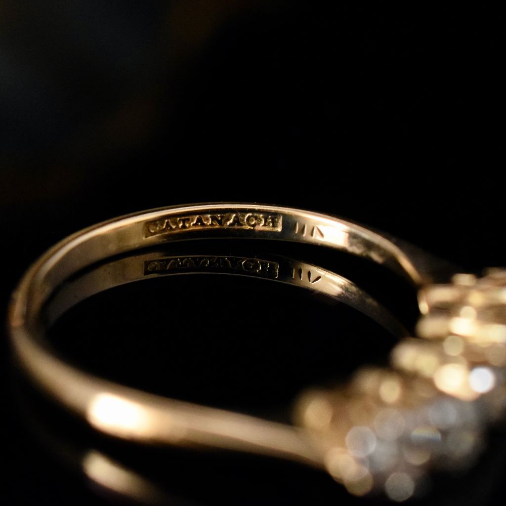 Antique Art Deco Australian 18ct / Platinum Diamond Half Hoop By ‘Catanach’ Circa 1935