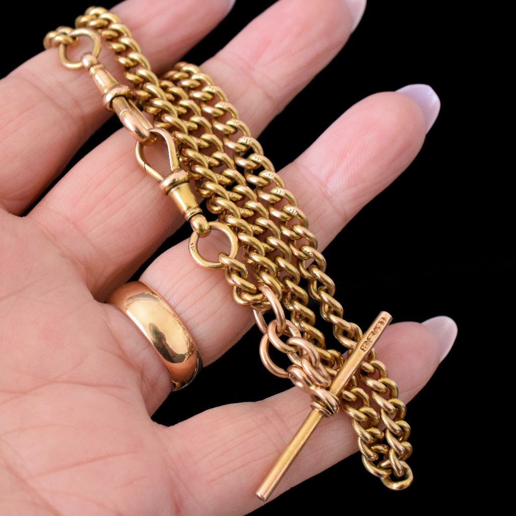 Antique Australian 15ct Yellow Gold Double Albert Watch Chain Circa 1900