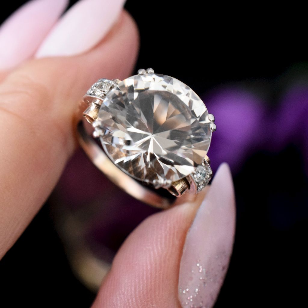 Vintage 18ct Rose Gold Natural Topaz And Diamond Ring Circa 1940’s (Independent Valuation included in purchase for $9000)