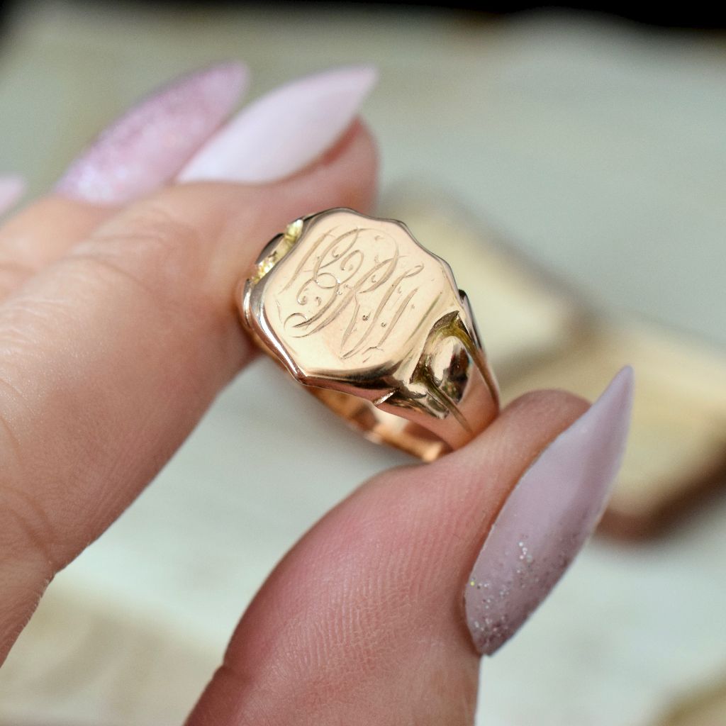 Antique Australian 15ct Rose Gold Signet Ring Circa 1925