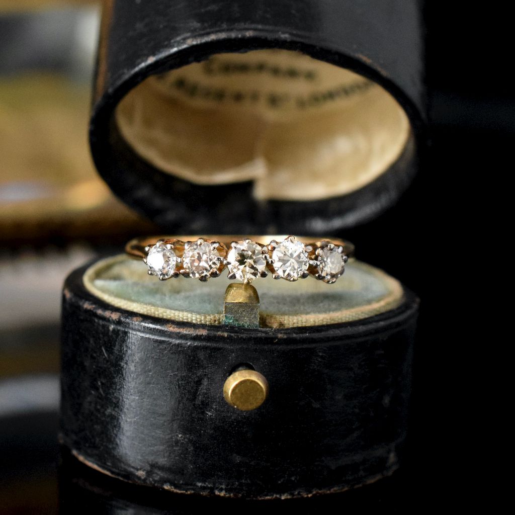 Antique Art Deco Australian 18ct / Platinum Diamond Half Hoop By ‘Catanach’ Circa 1935