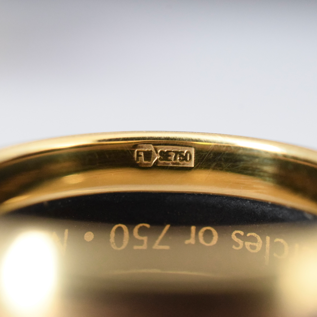 Modern 18ct Yellow gold And Enamel Wide Cigar Band By ‘Frey Wille’