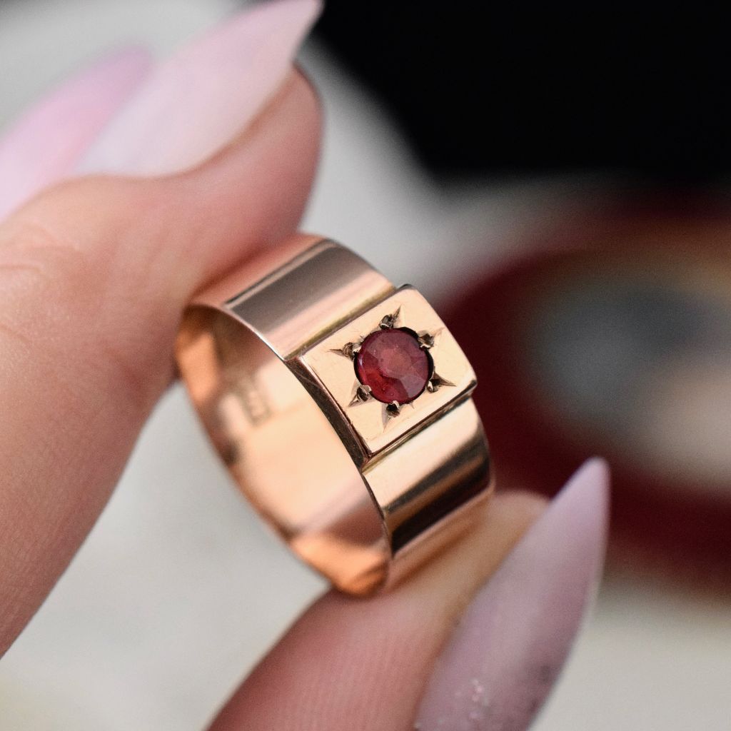 Antique Australian 9ct Rose Gold Cigar Band By Robert Rollason Circa 1910