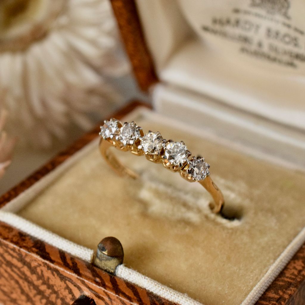 Antique Art Deco Australian 18ct / Platinum Diamond Half Hoop By ‘Catanach’ Circa 1935