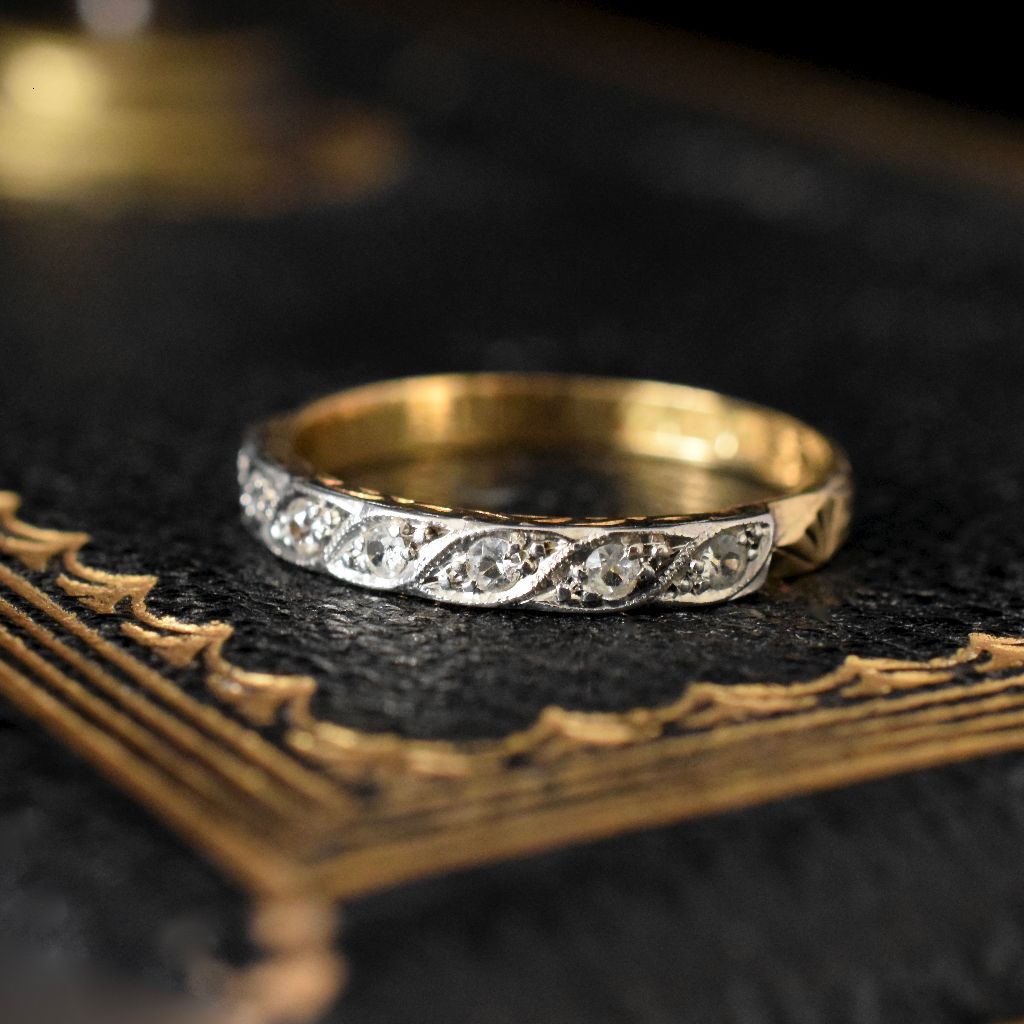 Vintage 18ct Yellow And White Gold White Spinel Ring Circa 1950