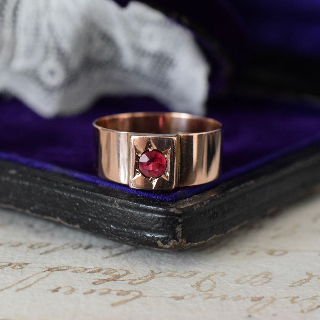 Antique Australian 9ct Rose Gold Cigar Band By Robert Rollason Circa 1910