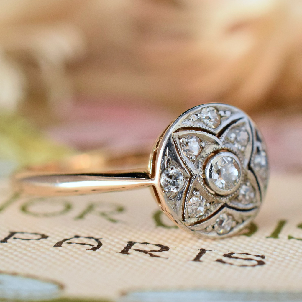 Antique 18ct Yellow Gold Art Deco Diamond Ring Circa 1935