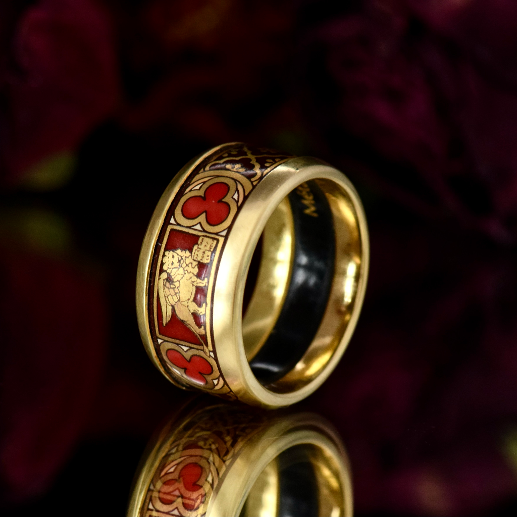 Modern 18ct Yellow gold And Enamel Wide Cigar Band By ‘Frey Wille’
