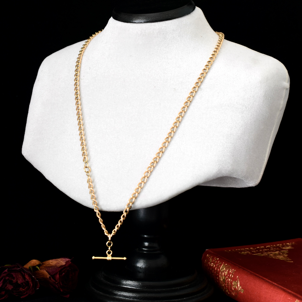 Vintage/Modern 9ct Yellow Gold 72cm Long Chain With T-Bar