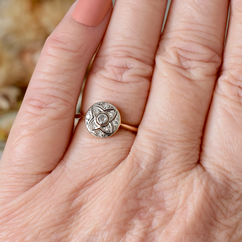Antique 18ct Yellow Gold Art Deco Diamond Ring Circa 1935