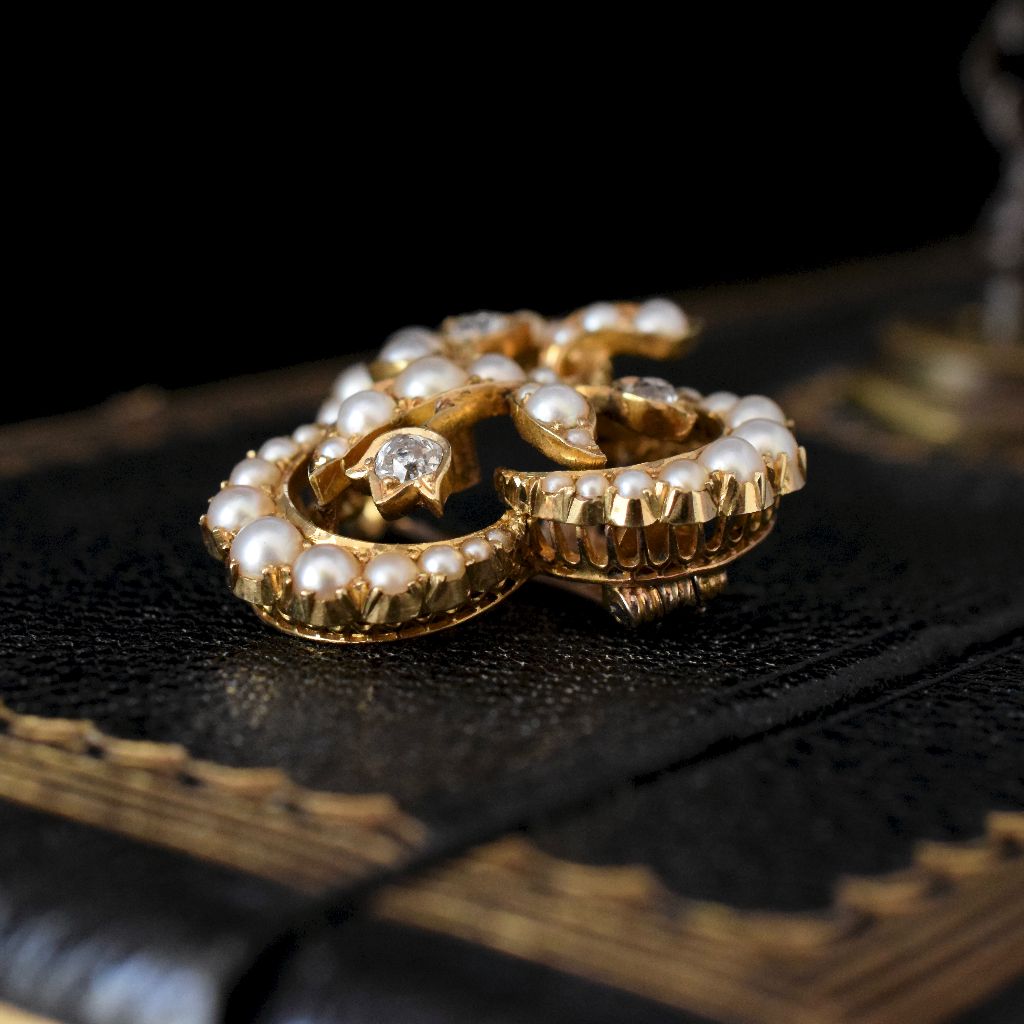 Antique 18ct Yellow Gold Pearl And Diamond Pendant / Brooch Circa 1905 (Independent Valuation Included In Purchase For - $3800)