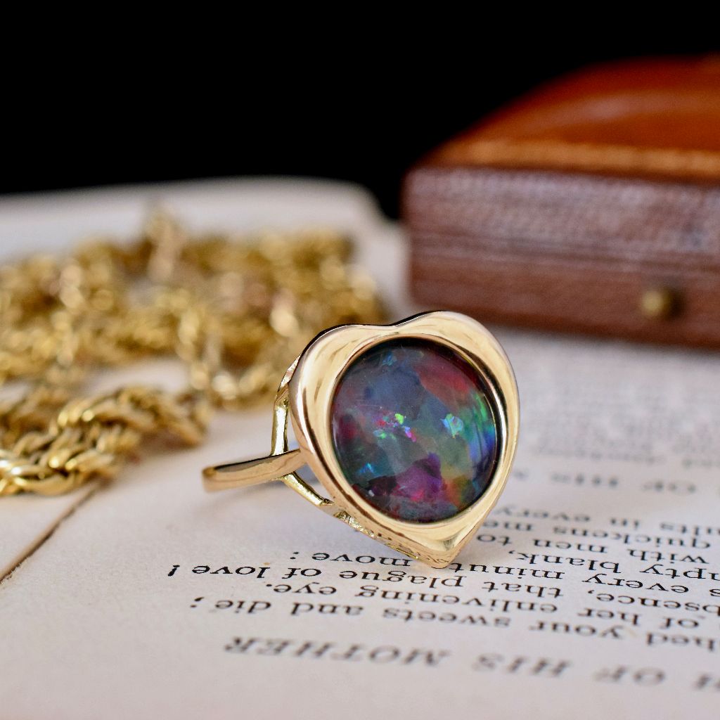 Vintage 14ct Yellow Gold Opal Triplet ‘Heart’ Ring