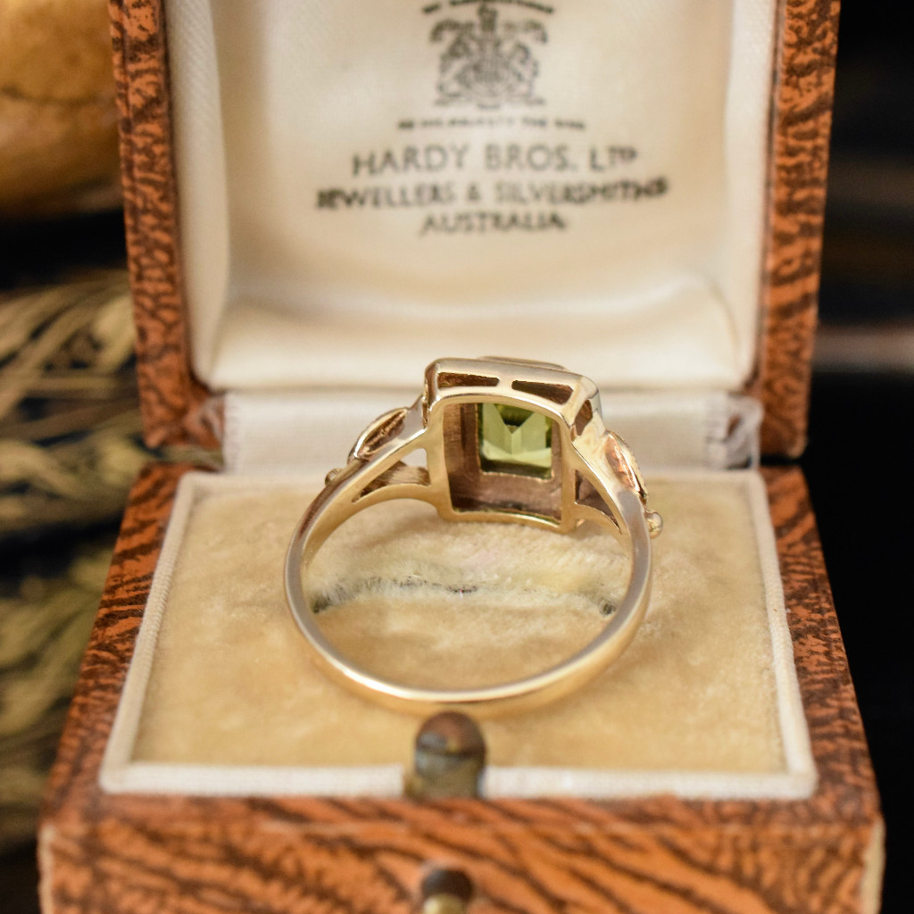Modern 9ct Yellow Gold And Peridot Ring Independent Valuation Included For $3000 AUD
