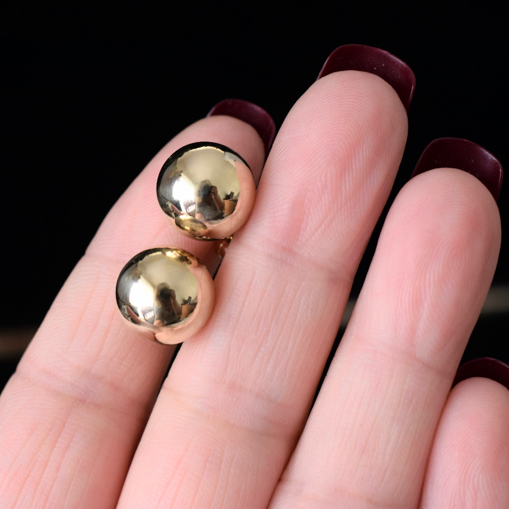 Modern Large 9ct Yellow Gold ‘Ball’ Earrings