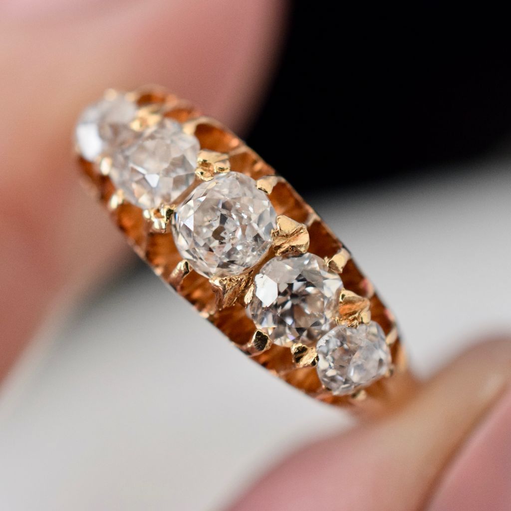 Antique Edwardian 18ct Gold Half Hoop Diamond Ring (Included in purchase Independent Valuation for - $7400)