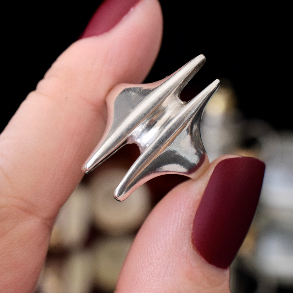 Modernist Vintage Sterling Silver Henning Koppel For Georg Jensen Ring Style Number 126
