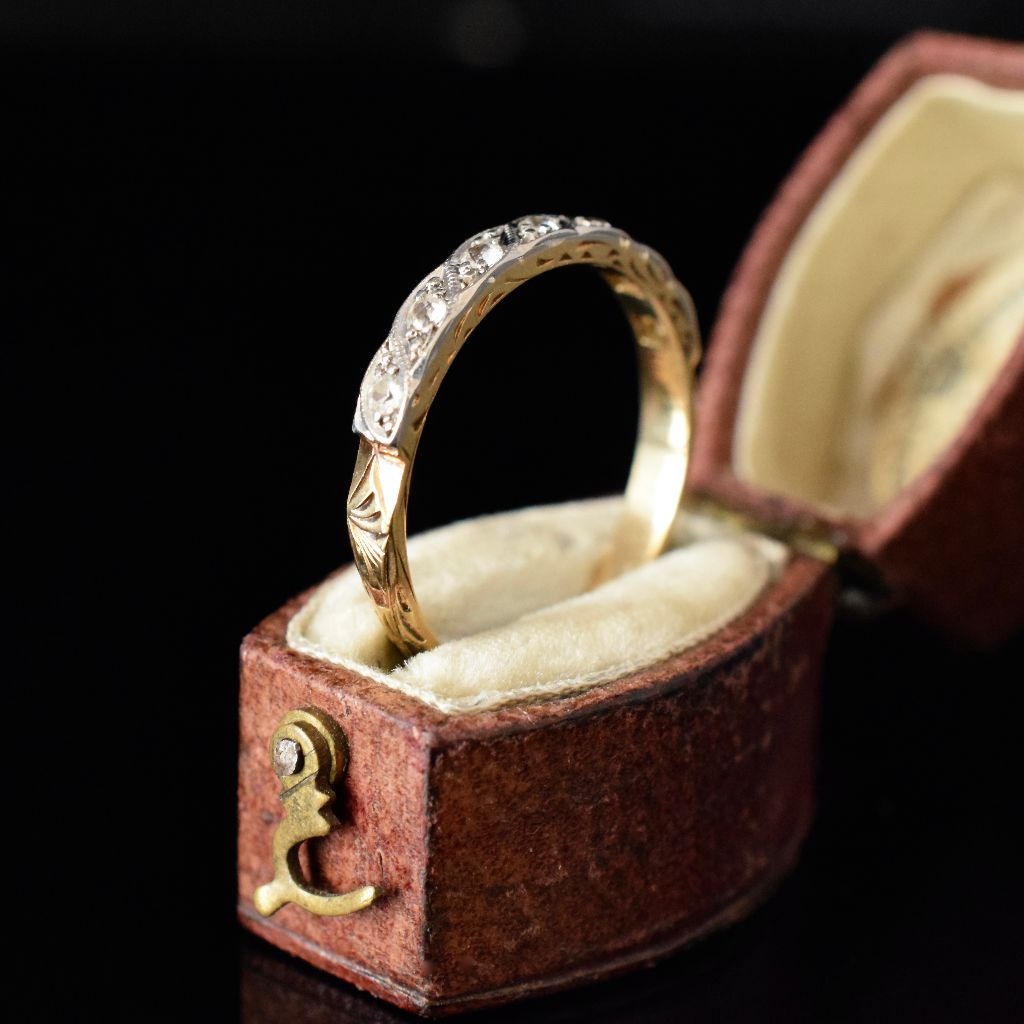 Vintage 18ct Yellow And White Gold White Spinel Ring Circa 1950