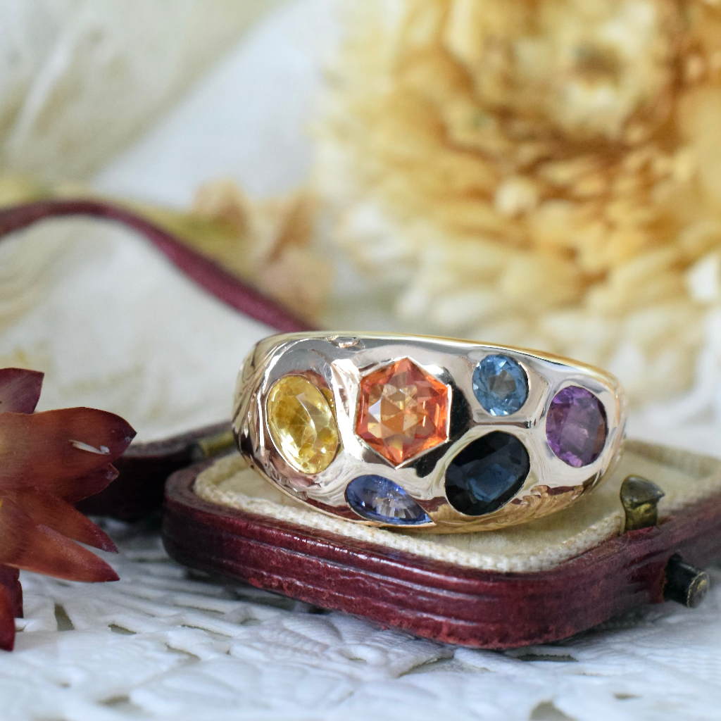 Modern Bespoke 9ct Pale Pink Gold Multi Sapphire Ring Independent Valuation Included For $13,500 AUD